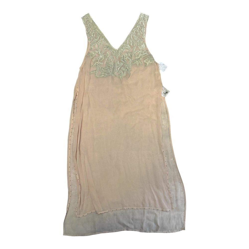 Free People NWT Ivory Taupe Sheer Embroidered Floral Maxi Dress Size M Boho Rare
